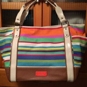 2014 Nine West Tropicana Striped Canvas Tote (NWT)